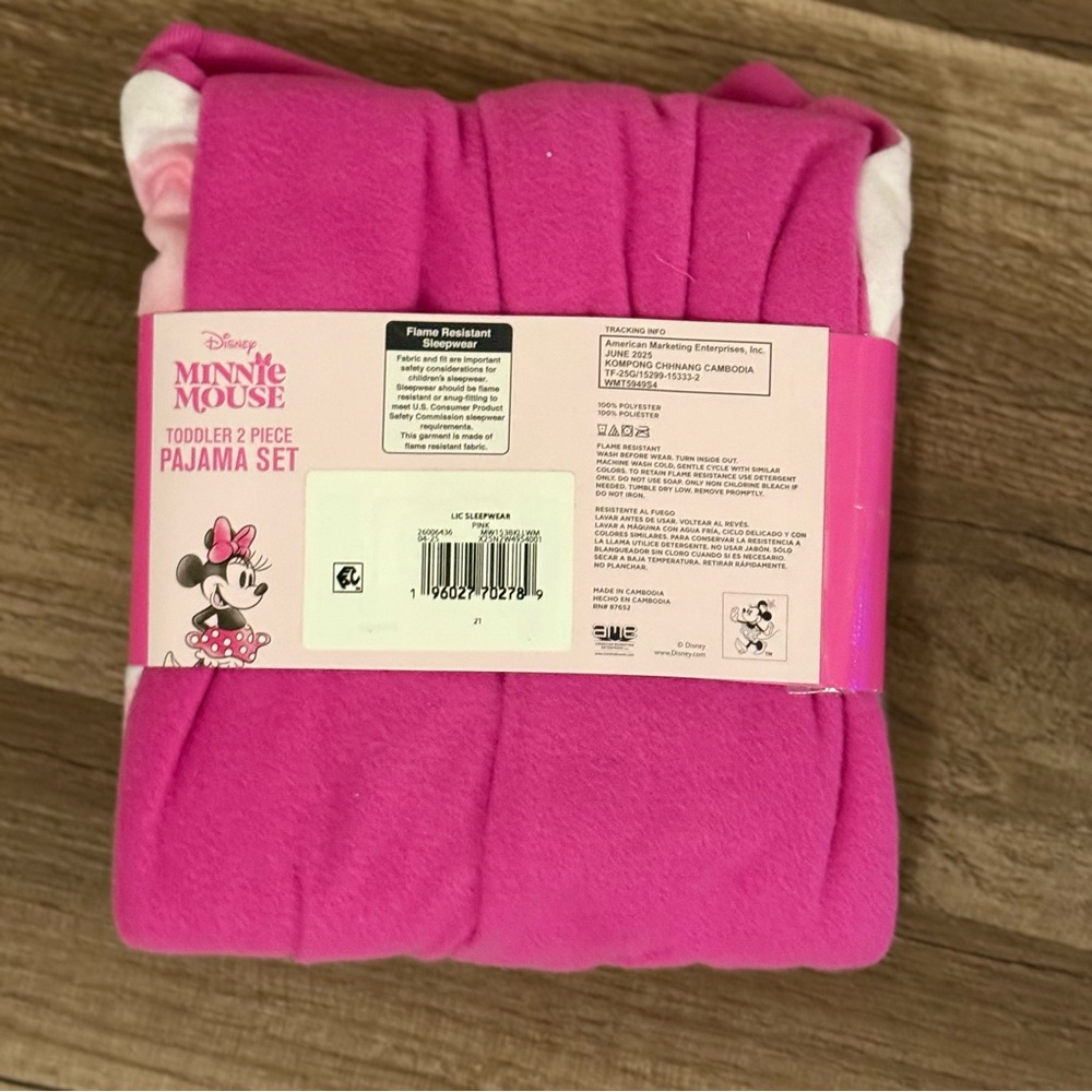Disney Minnie Mouse Toddler Pajama Set - Pink and White - Picture 5 of 5